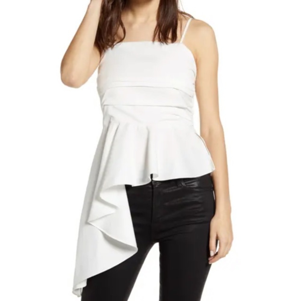 Asymmetrical Cascade Ruffle Blouse